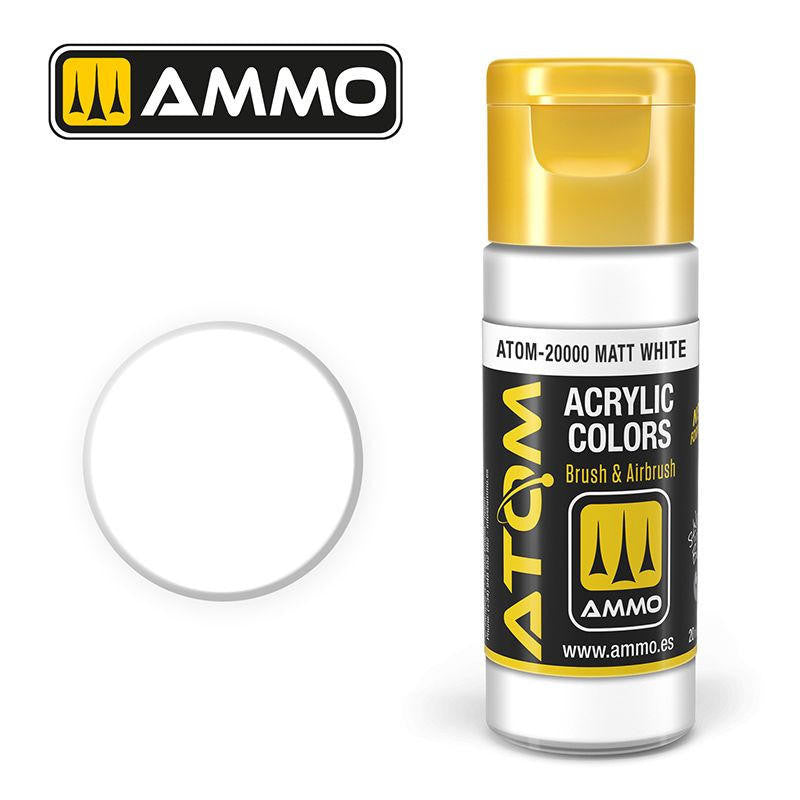 MiG Ammo ATOM COLOR Matt White FS37925 - RAL9016 - RLM21 (20000)